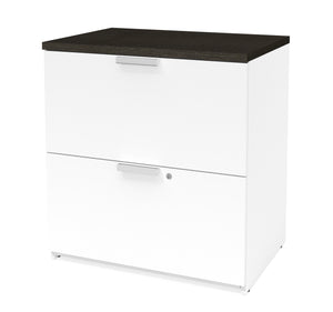 Premium Modern 2 Drawer Locking File Cabinet in White & Deep Gray