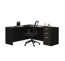 Load image into Gallery viewer, 71&quot; x 62&quot; L-shaped Modern Desk in Deep Gray &amp; Black Finish
