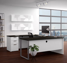 Load image into Gallery viewer, White &amp; Deep Gray U-shaped Modern Desk
