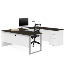 Load image into Gallery viewer, White &amp; Deep Gray U-shaped Modern Desk
