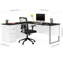 Load image into Gallery viewer, White &amp; Deep Gray L-shaped Contemporary Single Pedestal Desk
