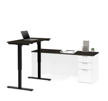 Load image into Gallery viewer, Deep Gray &amp; White Modern L-shaped Desk with Height Adjustable Side
