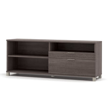 Load image into Gallery viewer, Premium Standing Desk (Adjusts from 28-45&quot; H) with Credenza in Bark Gray
