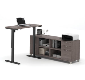 Premium Standing Desk (Adjusts from 28-45" H) with Credenza in Bark Gray