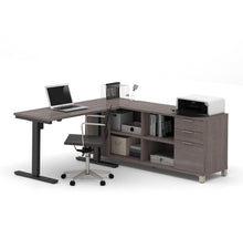 Load image into Gallery viewer, Premium Standing Desk (Adjusts from 28-45&quot; H) with Credenza in Bark Gray
