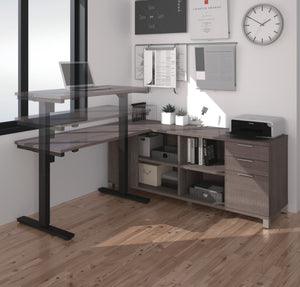 Premium Standing Desk (Adjusts from 28-45" H) with Credenza in Bark Gray