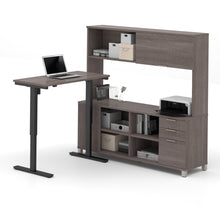 Load image into Gallery viewer, Premium Sit-Stand Desk with Credenza &amp; Hutch in Bark Gray
