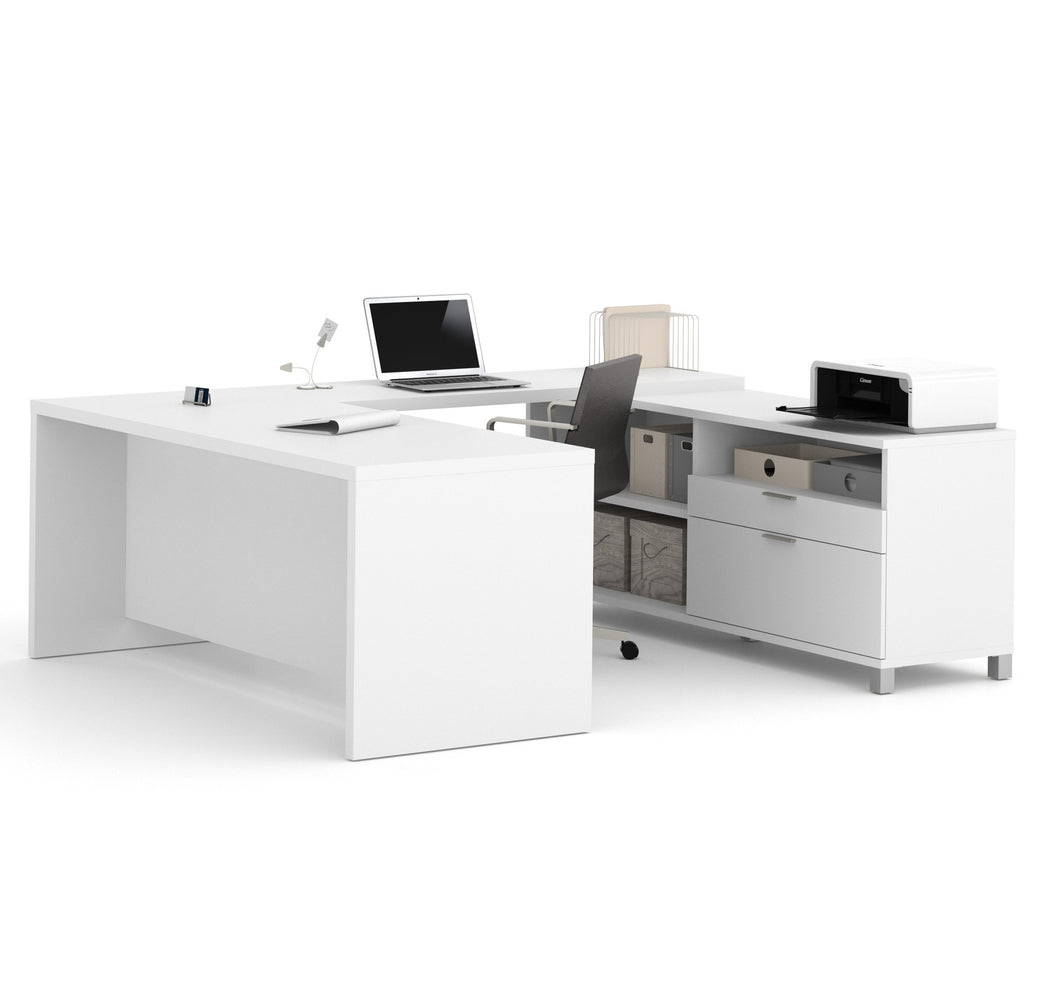 Premium Modern U-shaped Desk in White