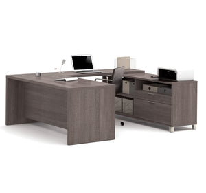 Premium Modern U-shaped Desk in Bark Gray