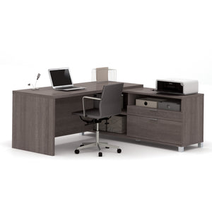 Premium Modern L-shaped Desk in Bark Gray