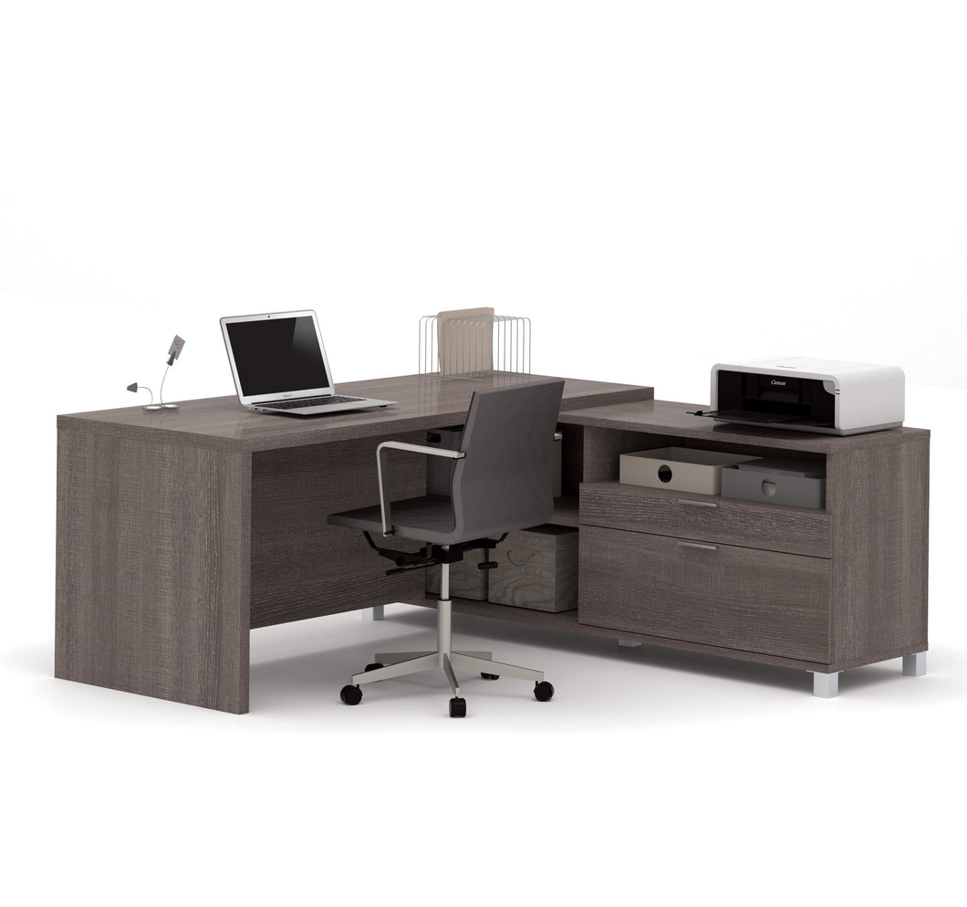 Premium Modern L-shaped Desk in Bark Gray