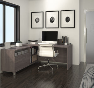 Premium Modern L-shaped Desk in Bark Gray