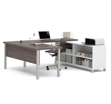 Load image into Gallery viewer, Premium Modern U-shaped Desk in White &amp; Bark Gray
