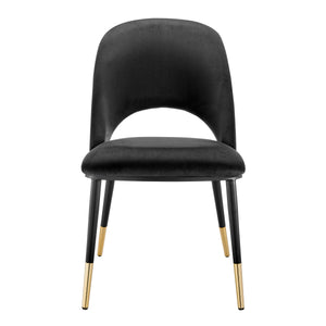 Set of 2 Black Velvet & Gold 20" Conference Chairs