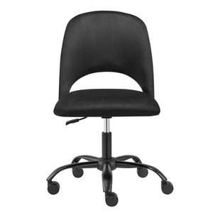 Black Velvet Cutout Office Chair with Wheels