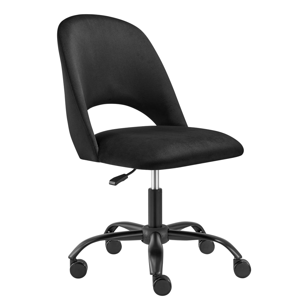 Black Velvet Cutout Office Chair with Wheels