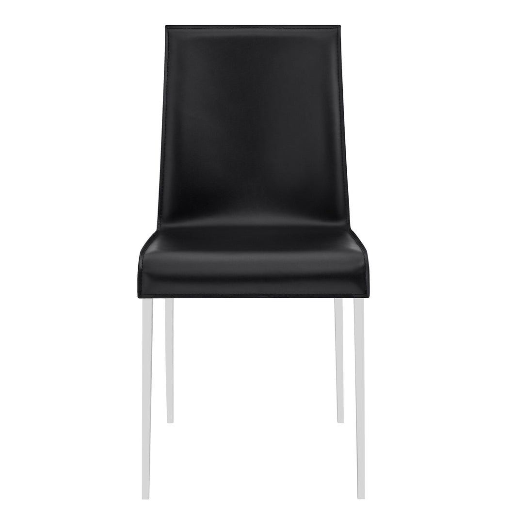 Premium Black Leather Conference or Guest Chairs with Steel Legs (Set of 2)