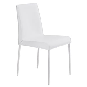 Premium White Leather Conference or Guest Chairs with Steel Legs (Set of 2)