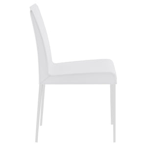 Premium White Leather Conference or Guest Chairs with Steel Legs (Set of 2)