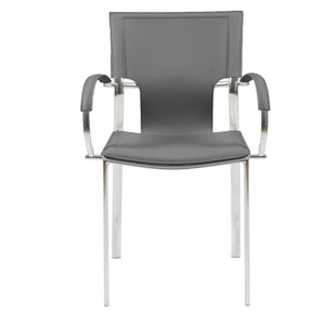Classic Black Leather Guest or Conference Arm Chair (Set of 2)