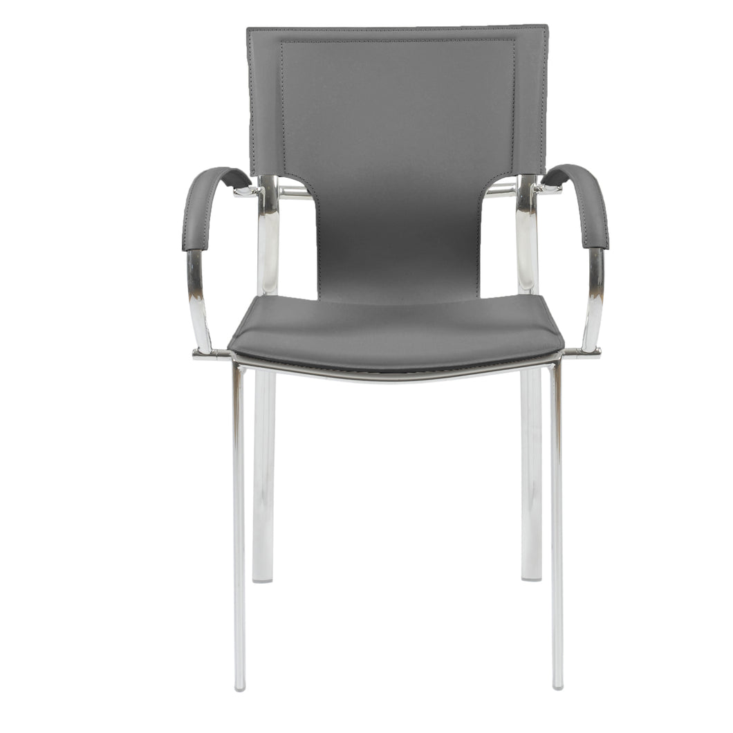 Classic Black Leather Guest or Conference Arm Chair (Set of 2)
