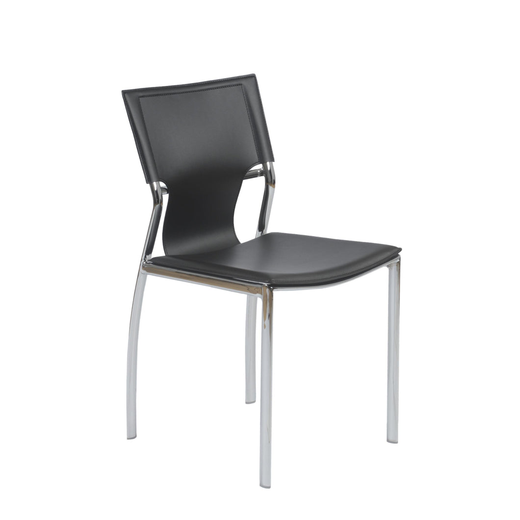 Classic Black Leather Armless Guest or Conference Chair (Set of 4)