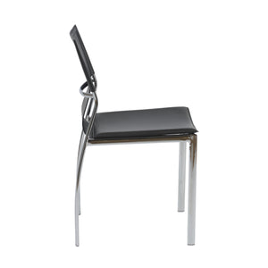 Classic Black Leather Armless Guest or Conference Chair (Set of 4)