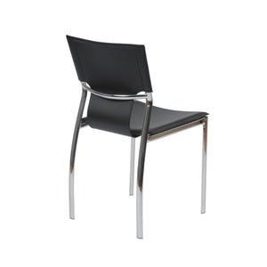 Classic Black Leather Armless Guest or Conference Chair (Set of 4)