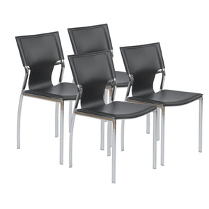 Classic Black Leather Armless Guest or Conference Chair (Set of 4)