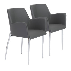 Comfortable Gray Leatherette Guest or Conference Armchair (Set of 2)