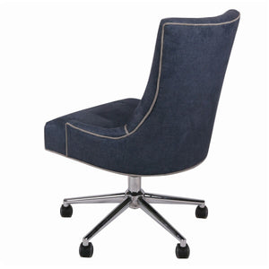Fabric Rolling Office or Conference Chair in Denim Slate