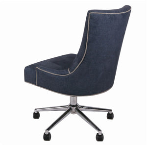 Fabric Rolling Office or Conference Chair in Denim Slate
