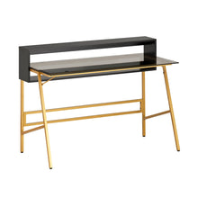 Load image into Gallery viewer, 47&quot; Sawhorse-Style Glass &amp; Gold Desk
