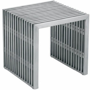 Modern 48" Brushed Stainless Steel Executive Desk with Glass Top