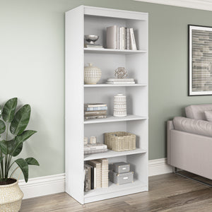 30" Five Shelf Bookcase in Satin White