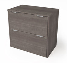 Load image into Gallery viewer, Premium Modern L-shaped Desk with Hutch in Bark Gray &amp; White
