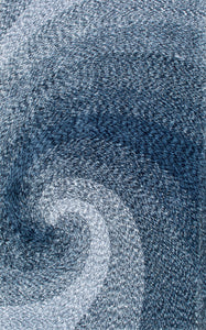 Polyester Office Rug in Swirl of Blue Shades (Multiple Sizes Available)