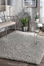 Load image into Gallery viewer, Comforting Office Rug in Silver Plush Shag
