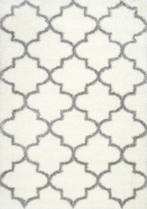 Rectangular Shag Rug w/ Classic Design in Ivory (Multiple Sizes Available)