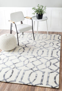 Sophisticated Geometric Wool Office Rug (Multiple Sizes)