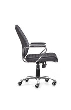 Load image into Gallery viewer, Elegant Black Leather &amp; Chrome Mid-Back Chair
