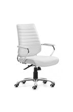 Load image into Gallery viewer, Elegant White Leather &amp; Chrome Mid-Back Chair

