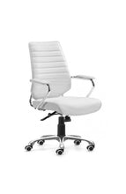 Load image into Gallery viewer, Elegant White Leather &amp; Chrome Mid-Back Chair
