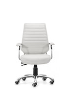 Load image into Gallery viewer, Elegant White Leather &amp; Chrome Mid-Back Chair
