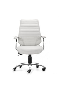 Elegant White Leather & Chrome Mid-Back Chair