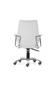 Elegant White Leather & Chrome Mid-Back Chair