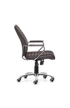 Load image into Gallery viewer, Elegant Espresso Leather &amp; Chrome Mid-Back Chair
