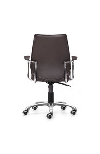 Elegant Espresso Leather & Chrome Mid-Back Chair