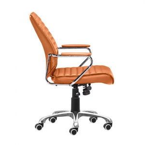 Elegant Terra Leather & Chrome Mid-Back Chair