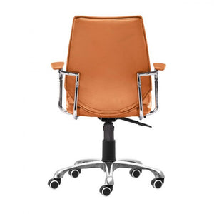 Elegant Terra Leather & Chrome Mid-Back Chair